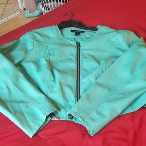 Mint Green Faux Leather Jacket